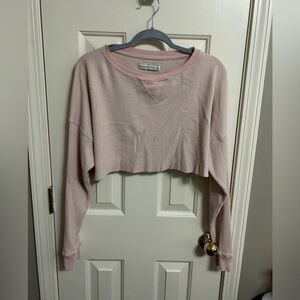 3/$30 Abercrombie & Fitch Dusty Rose Oversized Waffle Crop Large